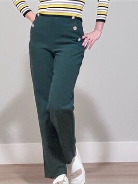 🌳MANGO (MNG) Dark Teal High-Waisted Sailor Trousers